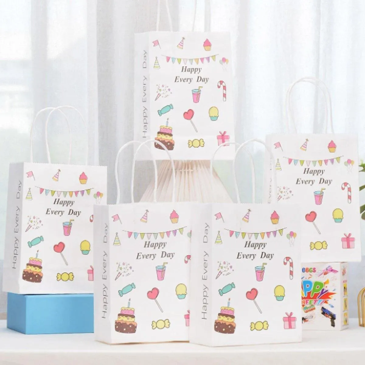 Kraft Paper Bags with Colourful Cartoon 50PCS