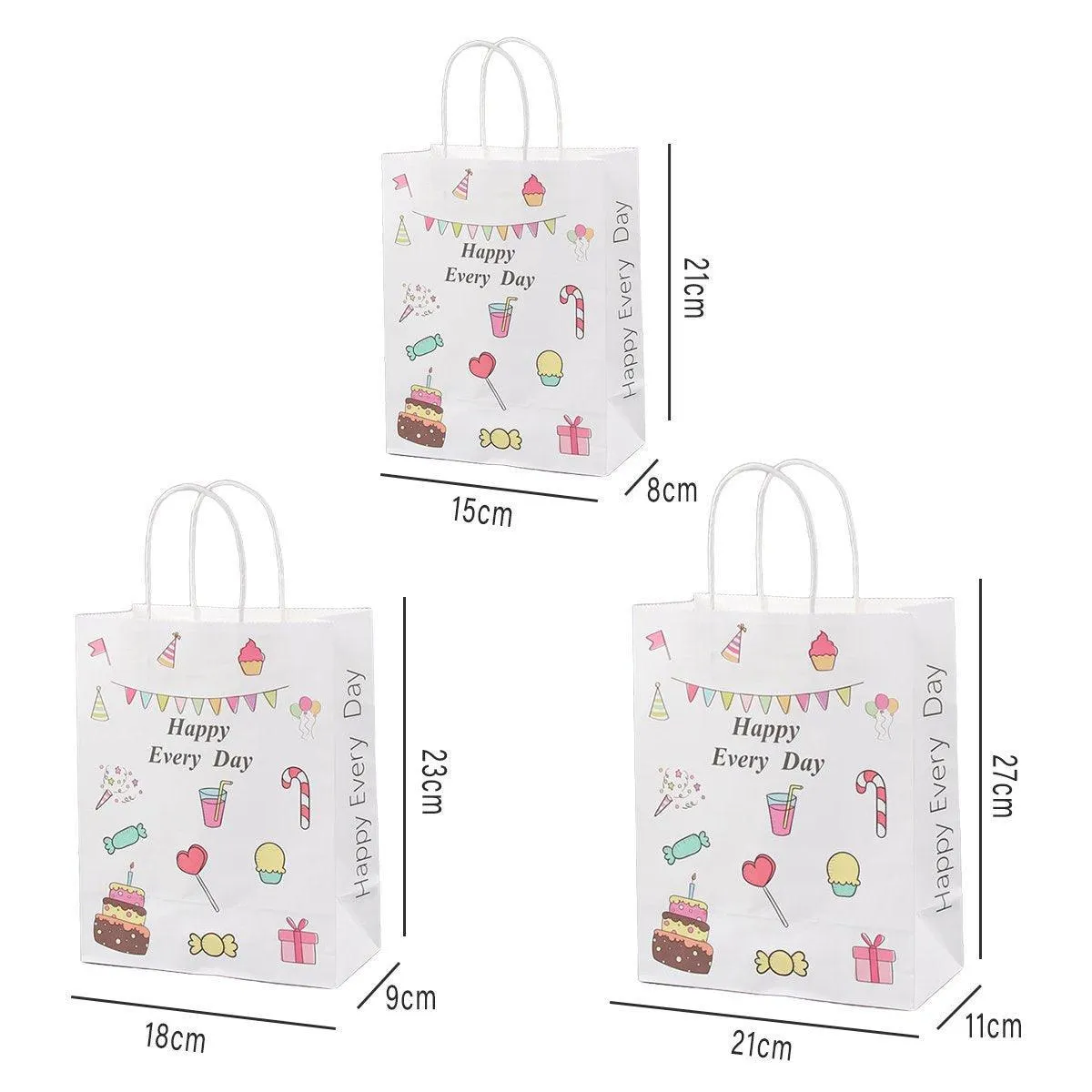 Kraft Paper Bags with Colourful Cartoon 50PCS