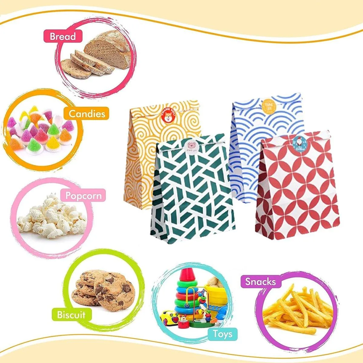 Kraft Paper Cakes Cookies Party Favor Bags White 40PCS
