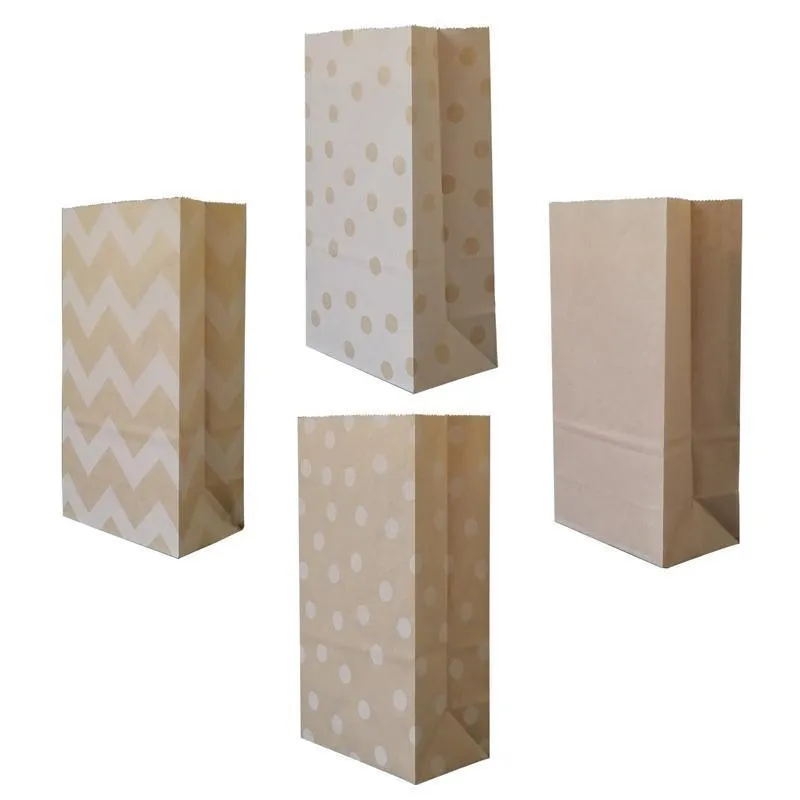 Kraft Paper Food Bags 100PCS 4Styles Kraft