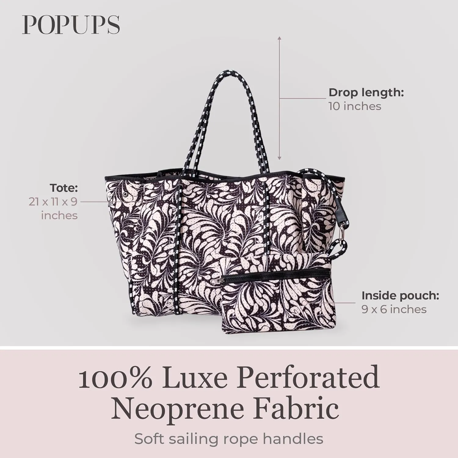 Large Neoprene Tote Bag for Women - Printed Everyday Designer Handbag