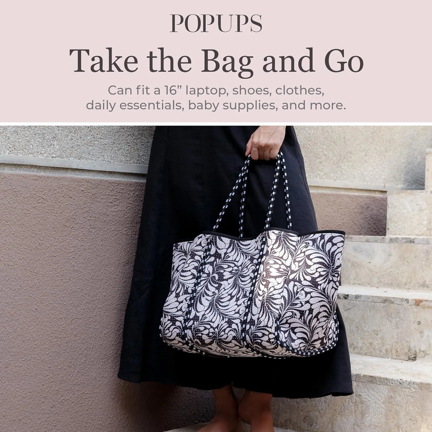 Large Neoprene Tote Bag for Women - Printed Everyday Designer Handbag