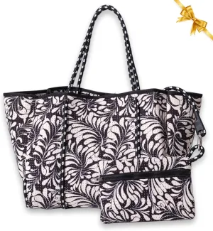 Large Neoprene Tote Bag for Women - Printed Everyday Designer Handbag