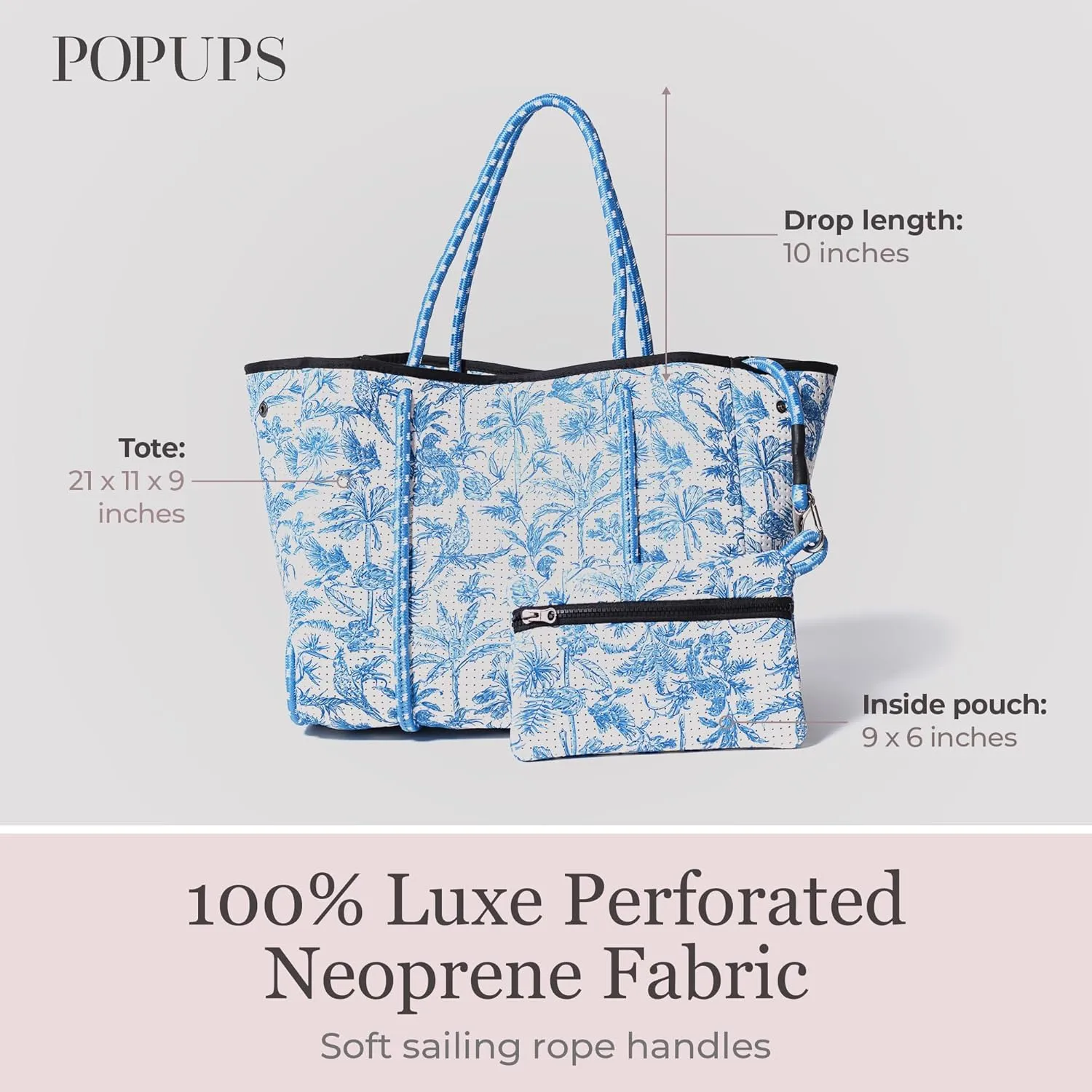 Large Neoprene Tote Bag for Women - Printed Everyday Designer Handbag