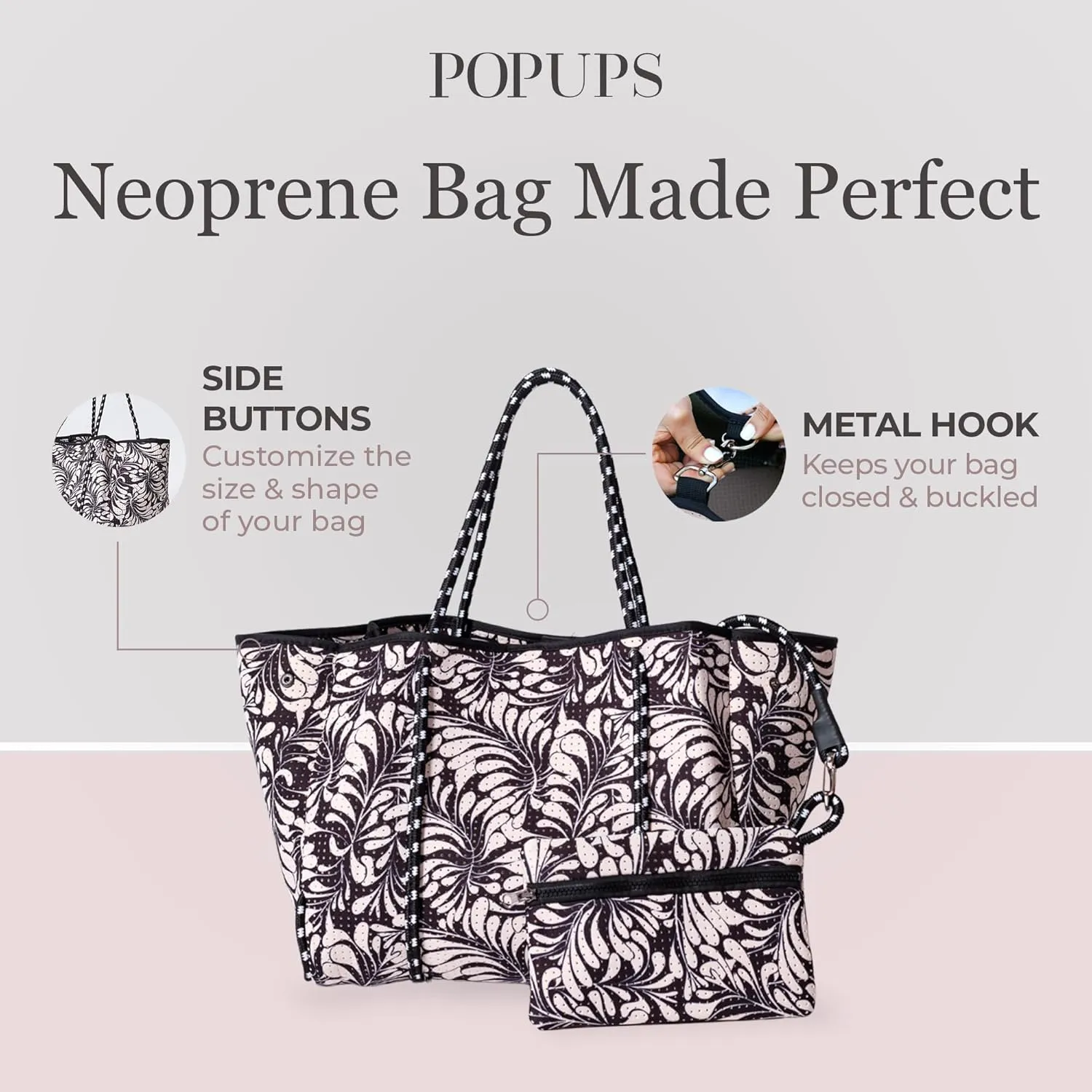 Large Neoprene Tote Bag for Women - Printed Everyday Designer Handbag