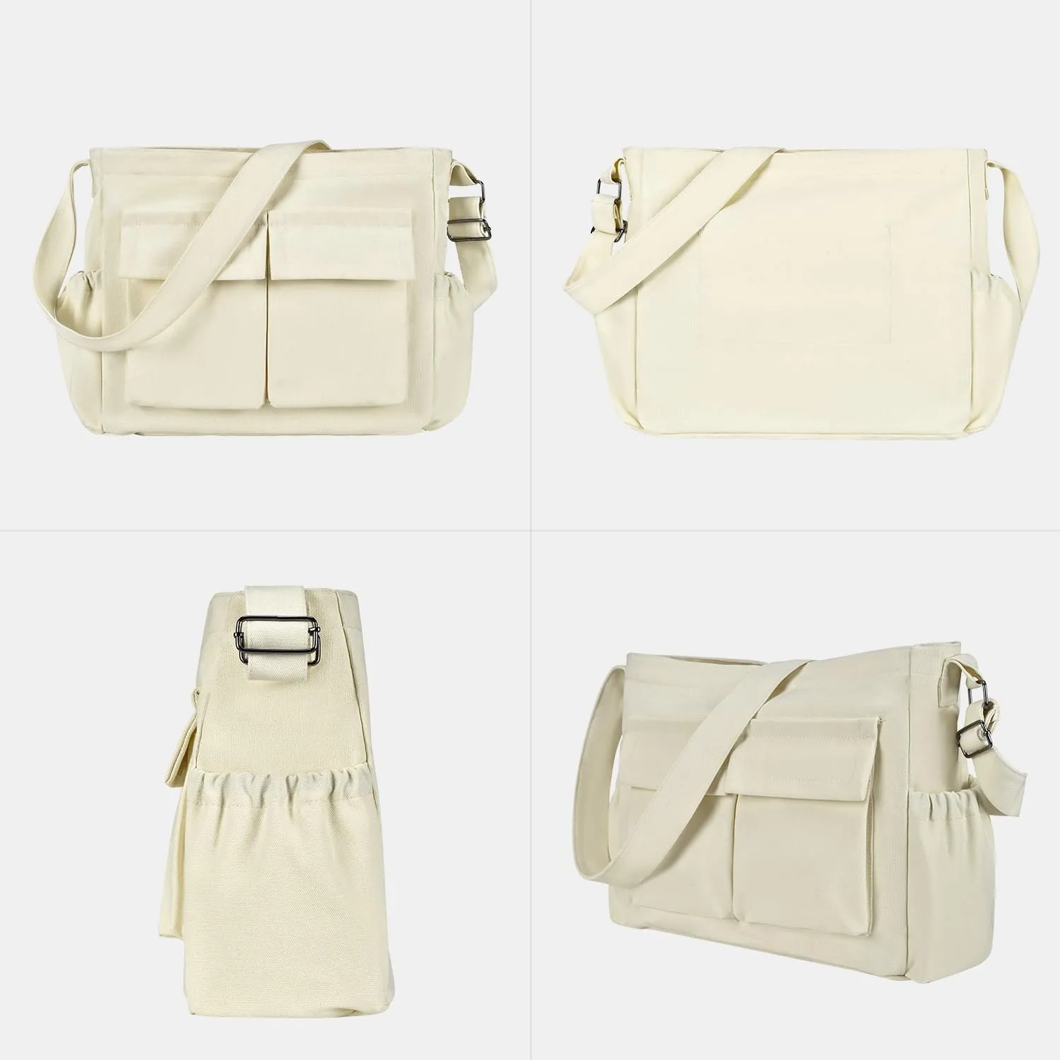 Large Vintage Canvas Messenger Shoulder Bag for Women Men Messenger bag Travel Crossbody Bag with Multiple Pockets