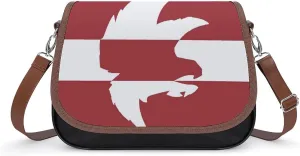 Latvia Flag and Falcon Bird Leather Crossbody Bags for Women Travel Shoulder Backpack Messenger Bag Adjustable Shoulder Strap