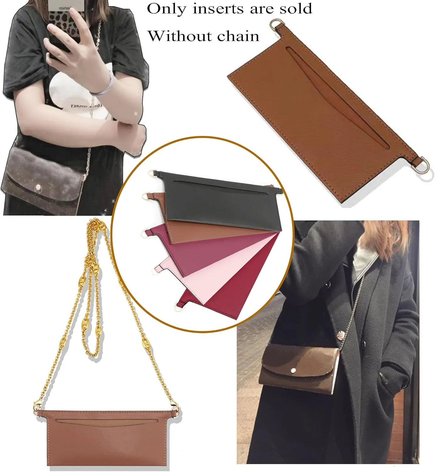 Lckaey purse accessories kit for emilie wallet -Bag accessories, lining bags, organizer inserts 3015-Fuchsia