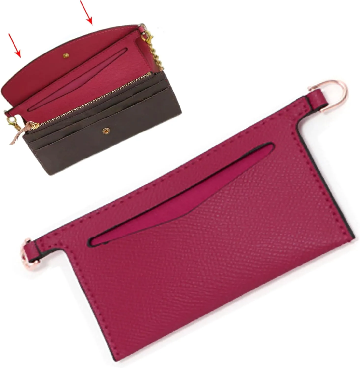 Lckaey purse accessories kit for emilie wallet -Bag accessories, lining bags, organizer inserts 3015-Fuchsia