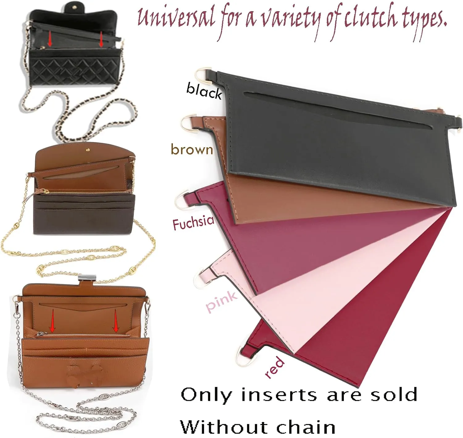 Lckaey purse accessories kit for emilie wallet -Bag accessories, lining bags, organizer inserts 3015-Fuchsia