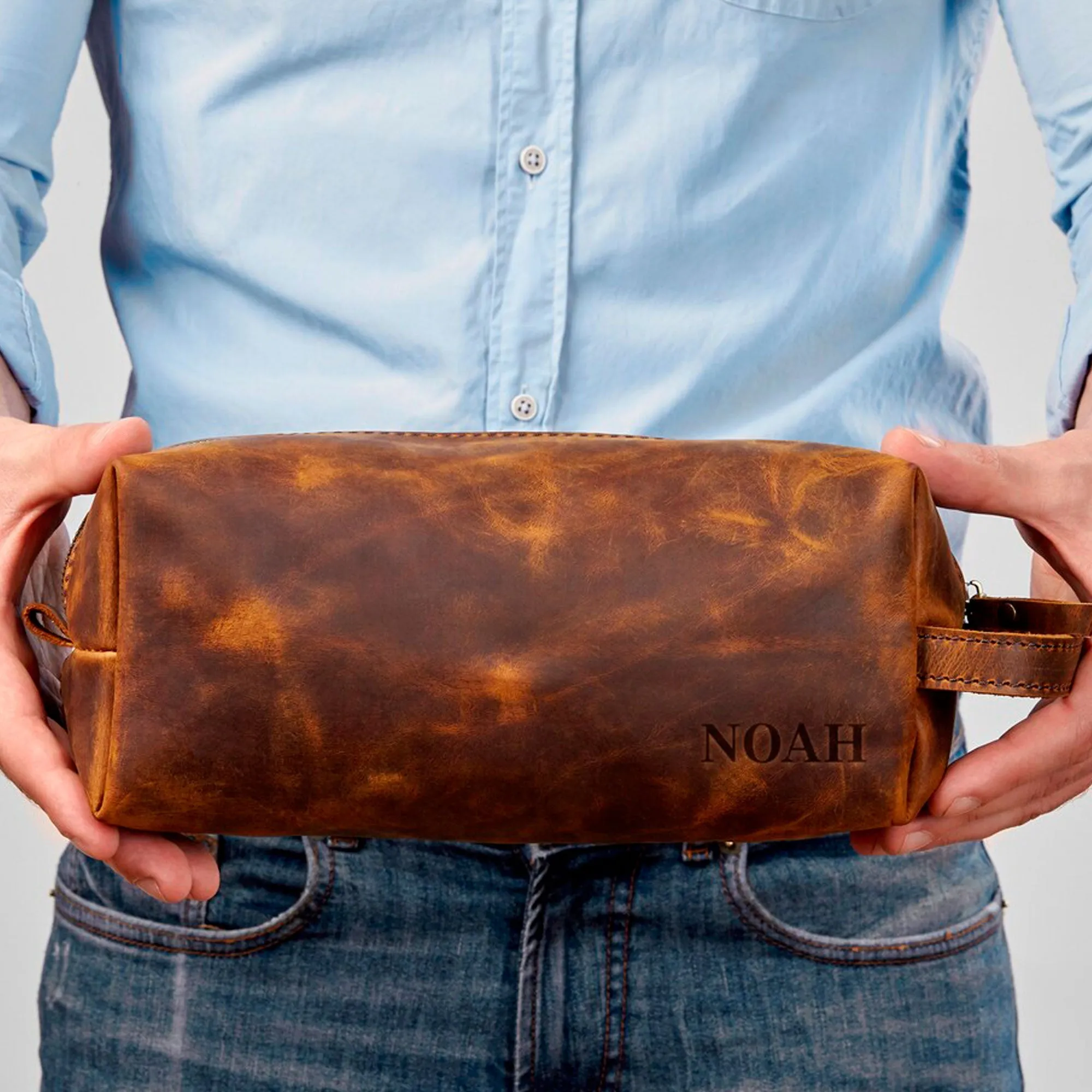 Leather Dopp Kit Bag