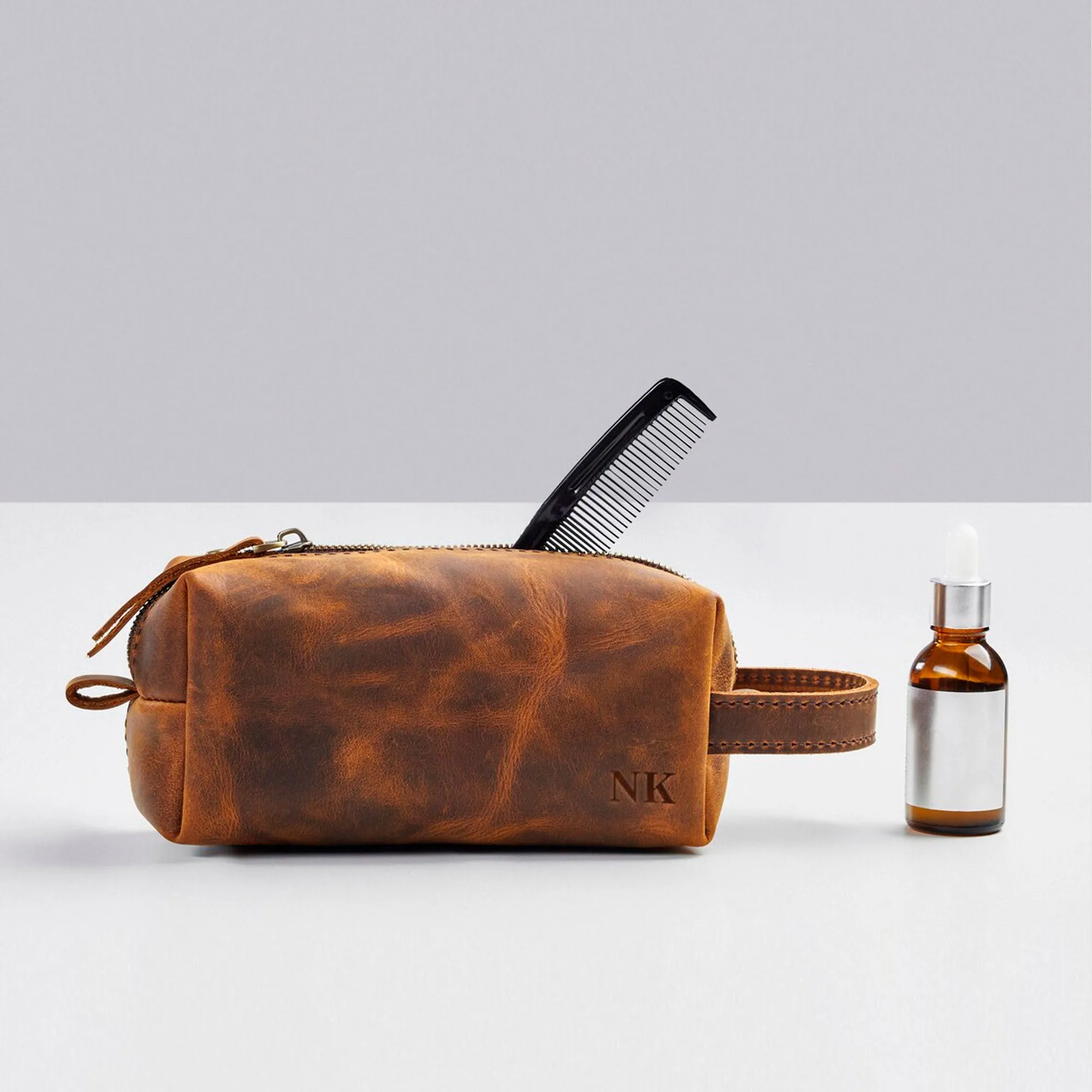 Leather Dopp Kit Bag