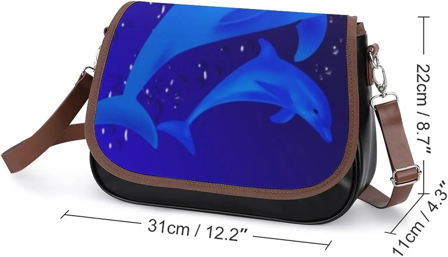 Leather Hobo Bags Women's Crossbody Shoulder Bag Classic City Top Handle Satchels Blue Dolphin Star