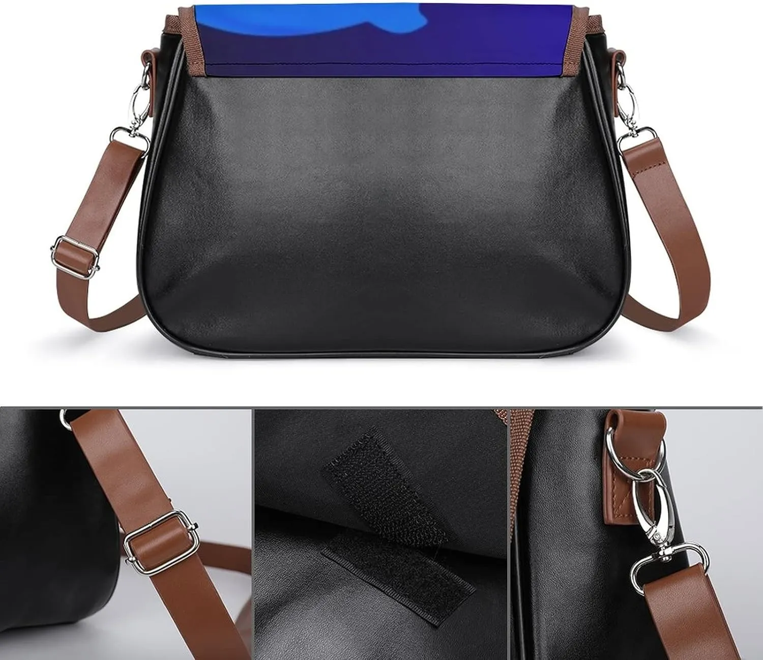 Leather Hobo Bags Women's Crossbody Shoulder Bag Classic City Top Handle Satchels Blue Dolphin Star