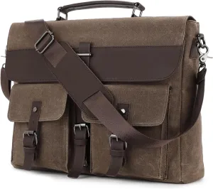 Leather Messenger Bag for Men,Vintage Mens Laptop Bag Water Resistant Business Travel Briefcase Satchel Work Computer Bag