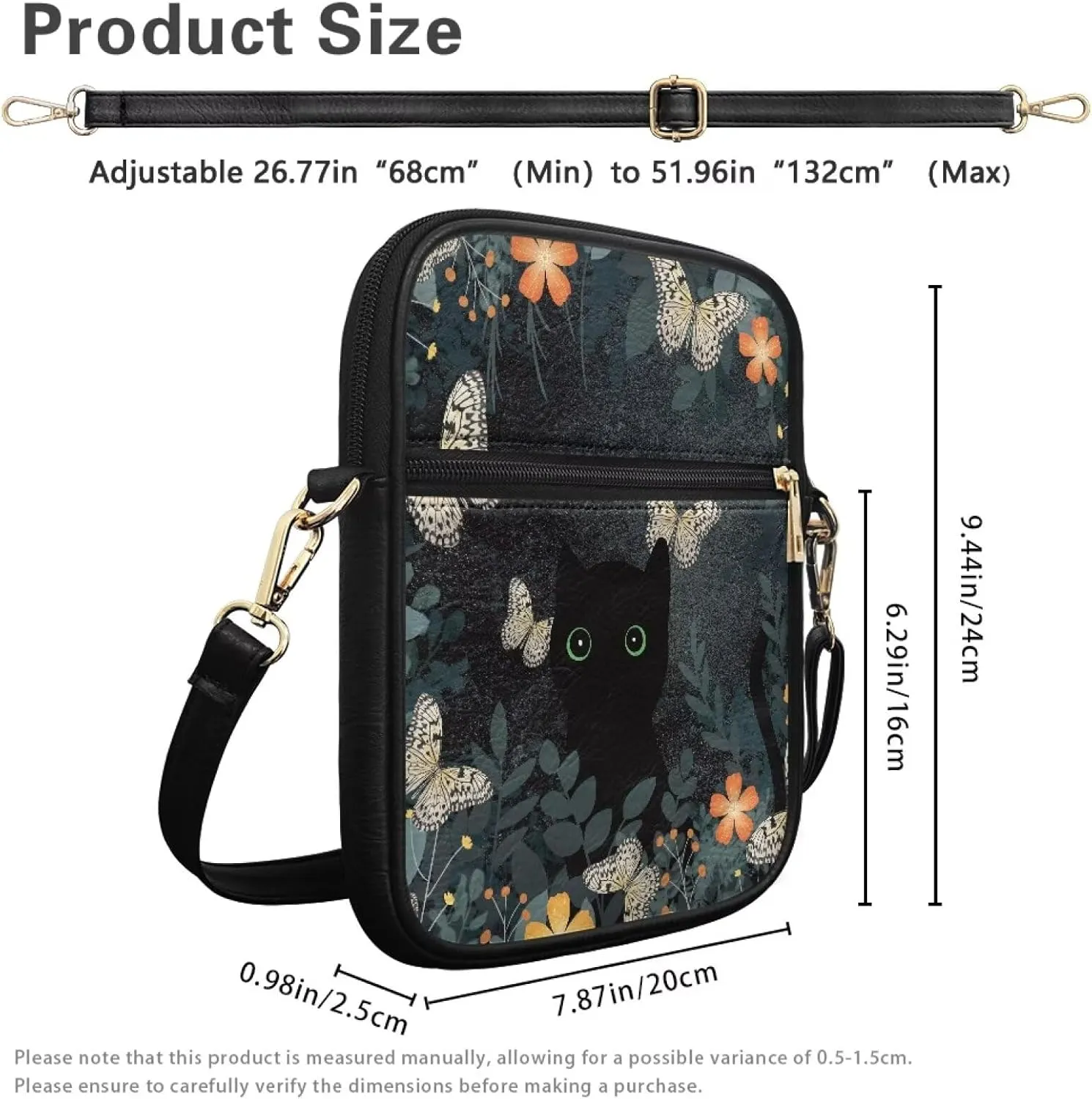 Leather Messenger Bag Womens Sling Bag Crossbody Shoulder Bags Ladies Fashion Zipper Pockets Travel Bag for Gifts