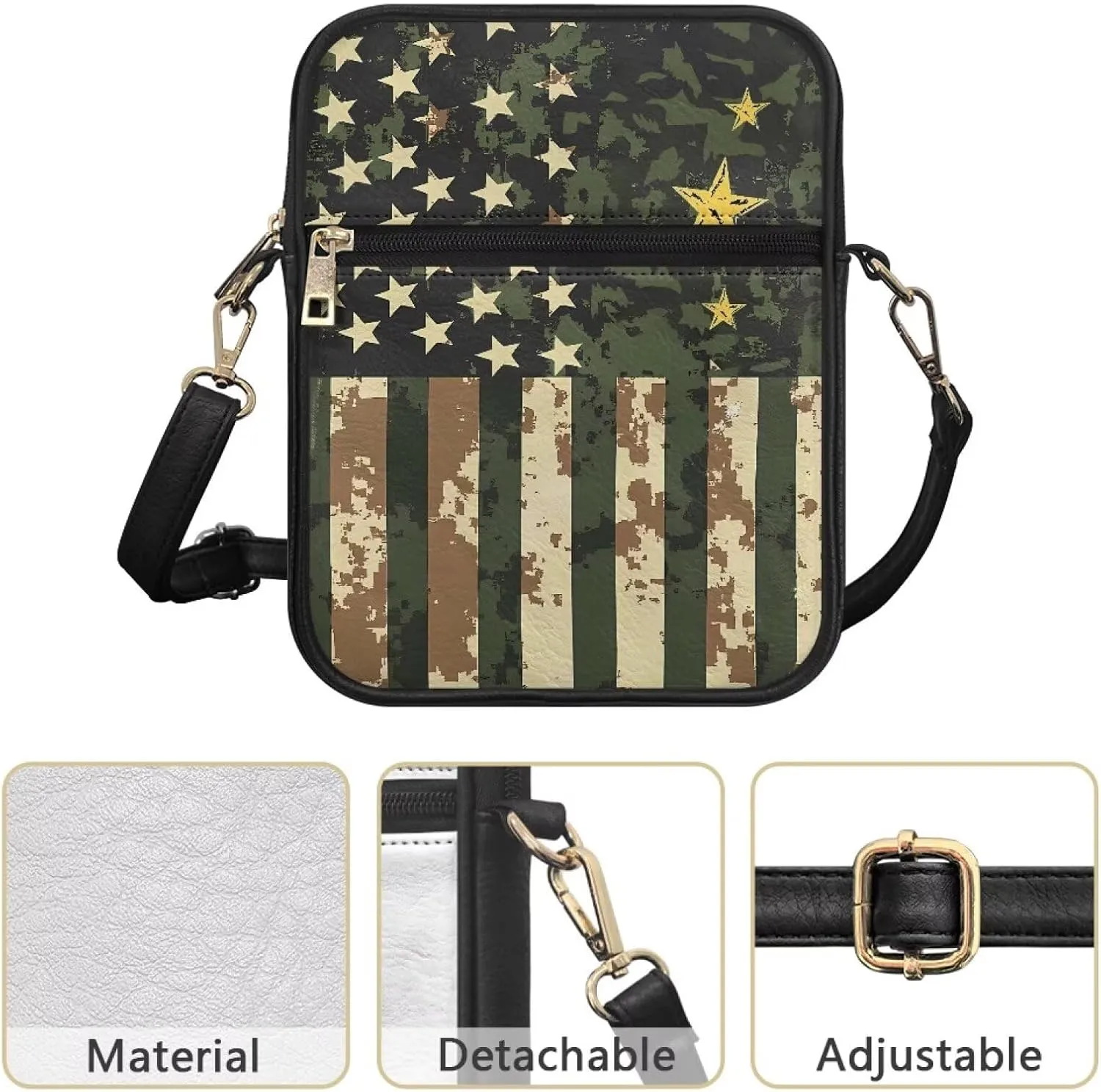Leather Messenger Bag Womens Sling Bag Crossbody Shoulder Bags Ladies Fashion Zipper Pockets Travel Bag for Gifts