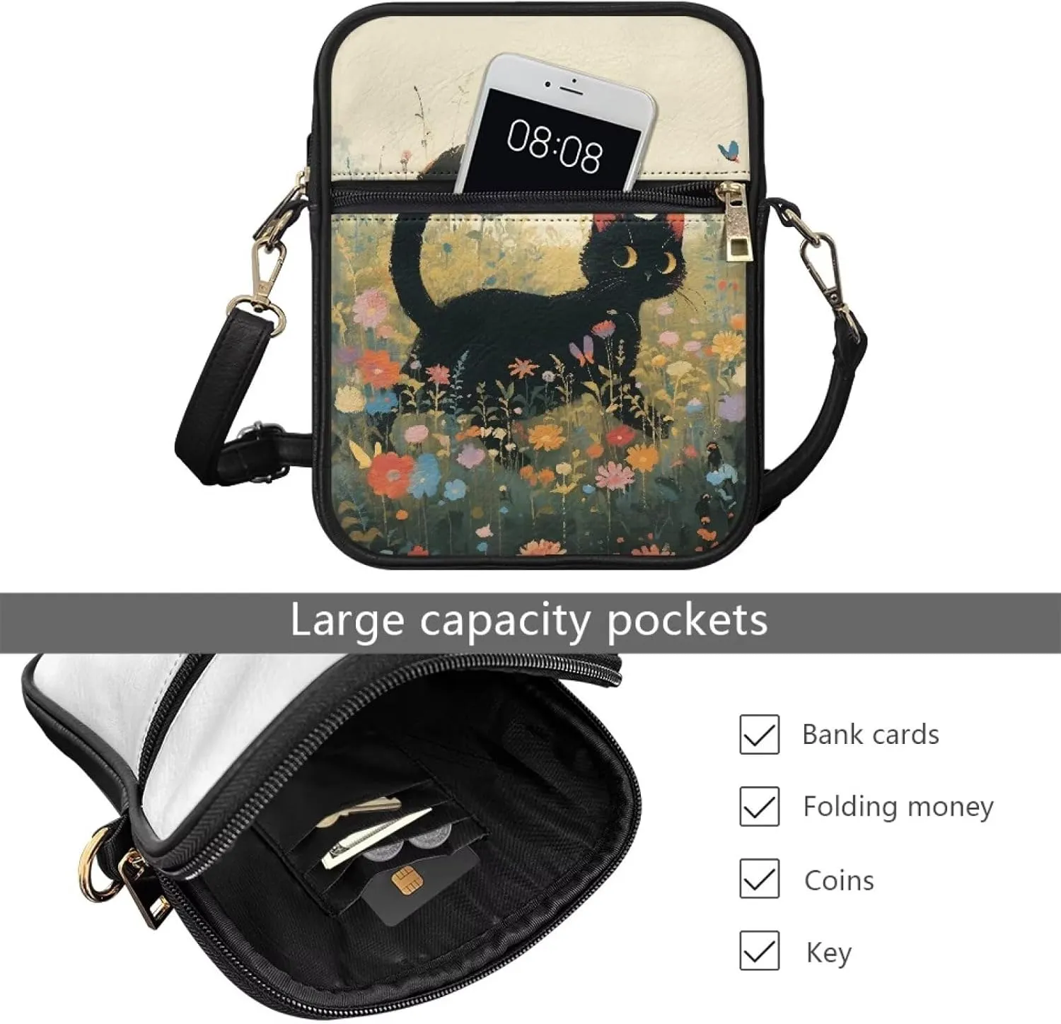 Leather Messenger Bag Womens Sling Bag Crossbody Shoulder Bags Ladies Fashion Zipper Pockets Travel Bag for Gifts