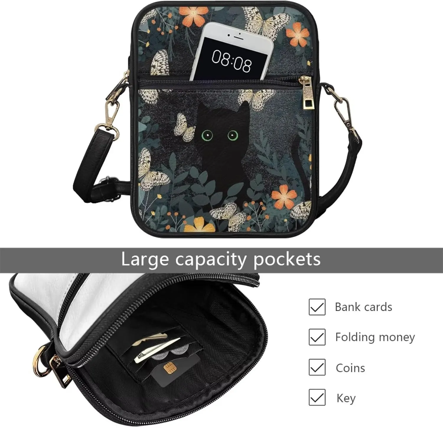 Leather Messenger Bag Womens Sling Bag Crossbody Shoulder Bags Ladies Fashion Zipper Pockets Travel Bag for Gifts