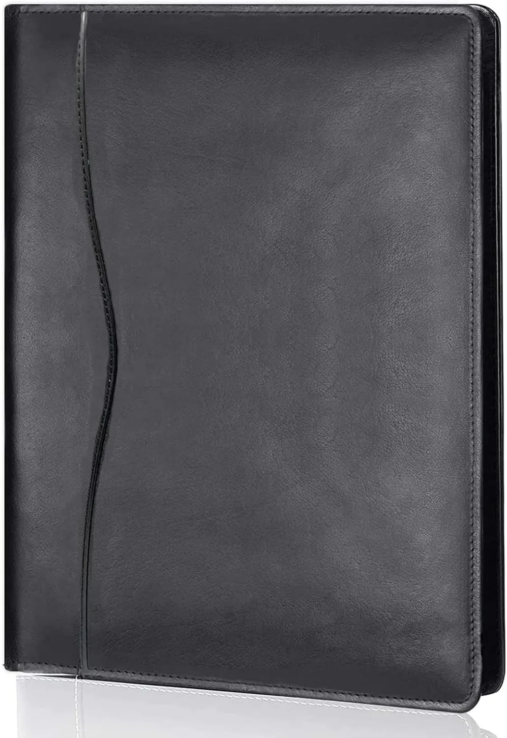 Leather Portfolio Folder Padfolio, Business Padfolio Organizer Document Planner Portfolio Binder Storage Pocket for Legal Pad Holder Paperwork Phone Men Women (Black)