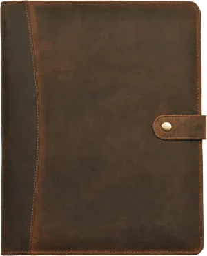 Leather Village Leather Portfolio Organizer - Professional Business Padfolio for Men & Women - Stylish Document Card Holder, Resume Folder, Folio for A4/Letter Size Writing Legal Pad, Brown