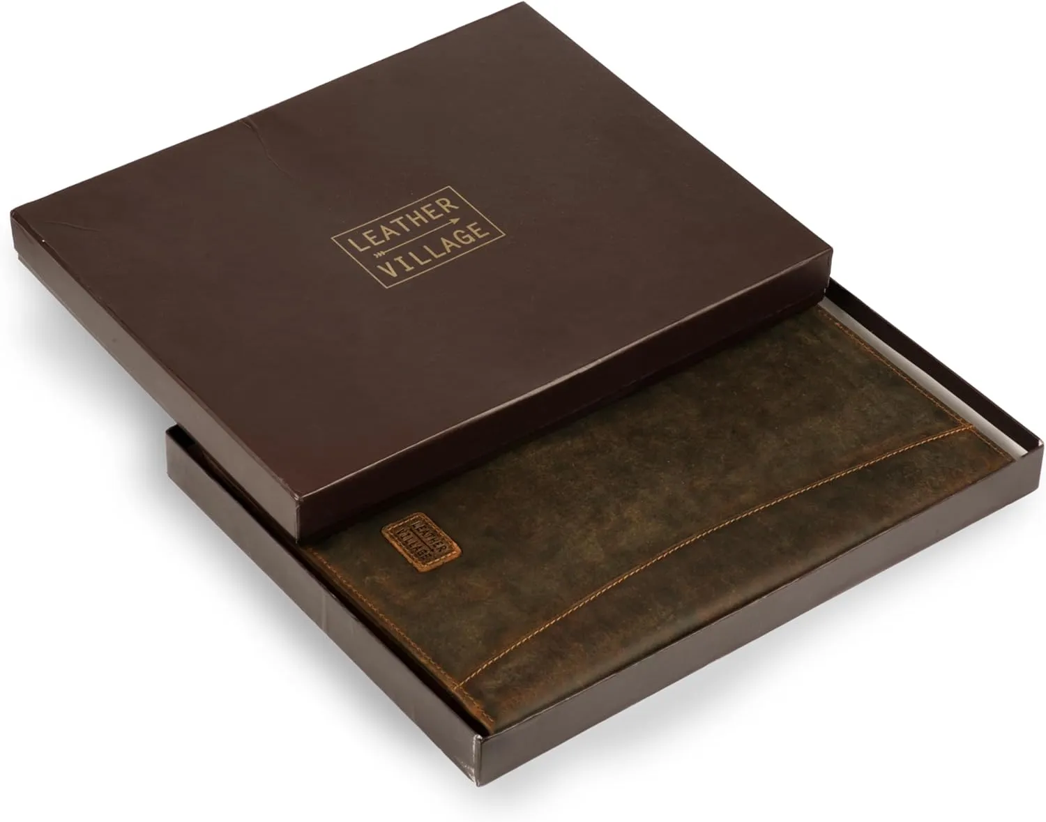Leather Village Leather Portfolio Organizer - Professional Business Padfolio for Men & Women - Stylish Document Card Holder, Resume Folder, Folio for A4/Letter Size Writing Legal Pad, Brown