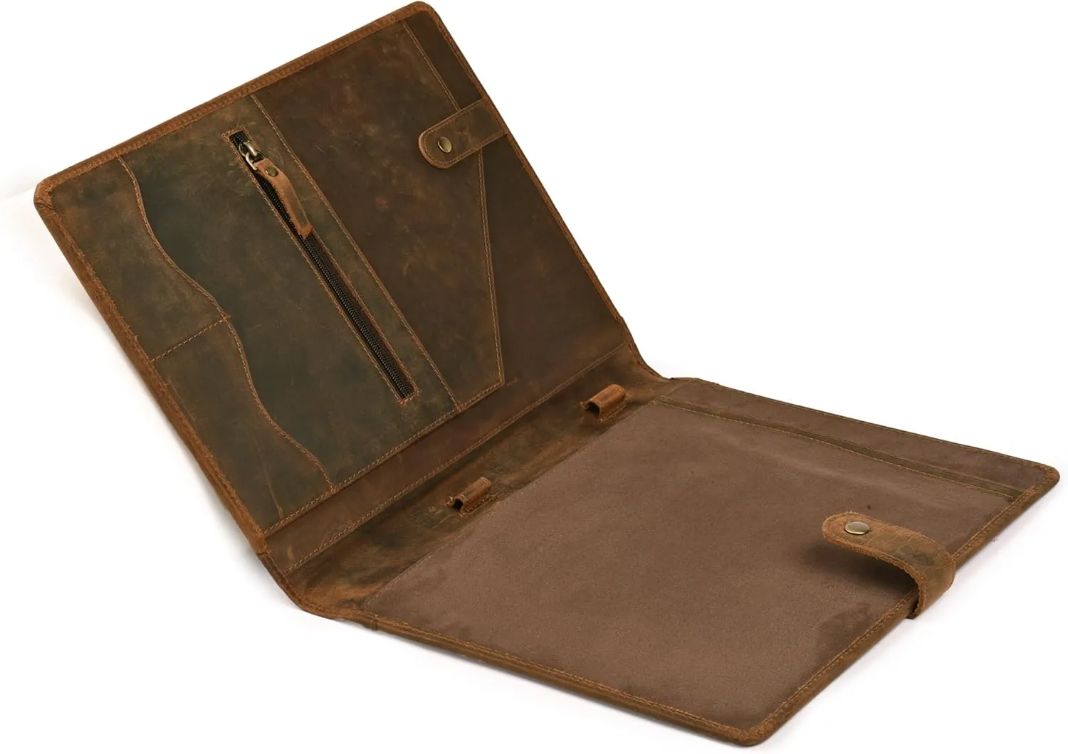 Leather Village Leather Portfolio Organizer - Professional Business Padfolio for Men & Women - Stylish Document Card Holder, Resume Folder, Folio for A4/Letter Size Writing Legal Pad, Brown