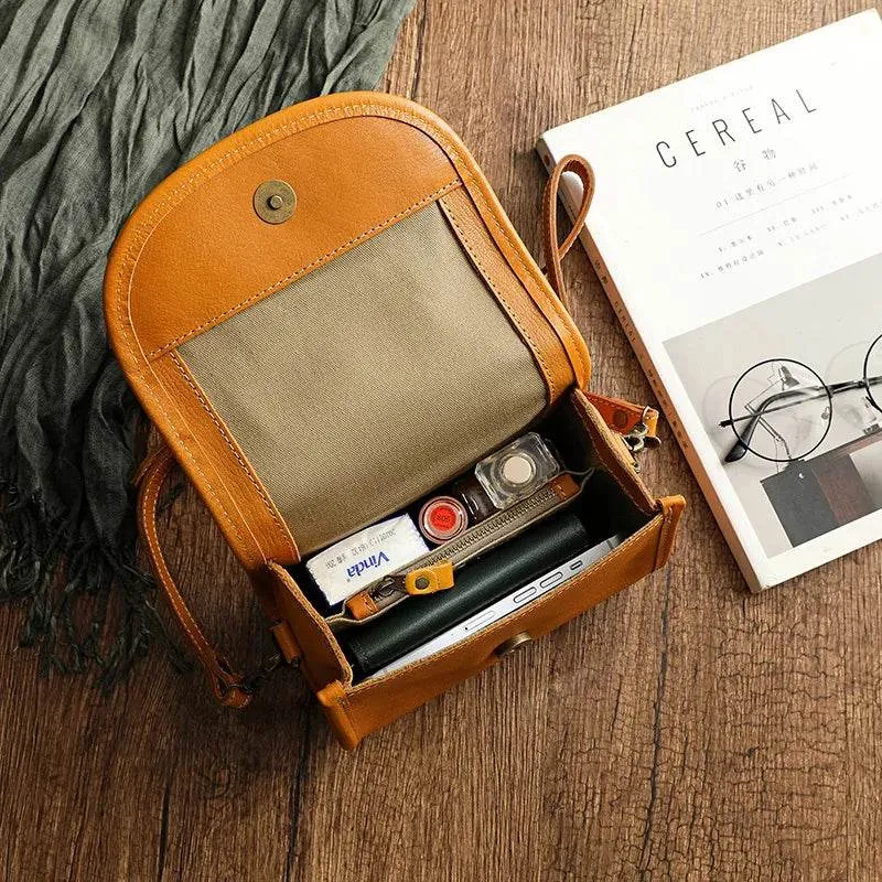 Leather Vintage Crossbody Bag for Women Small Sling Bag
