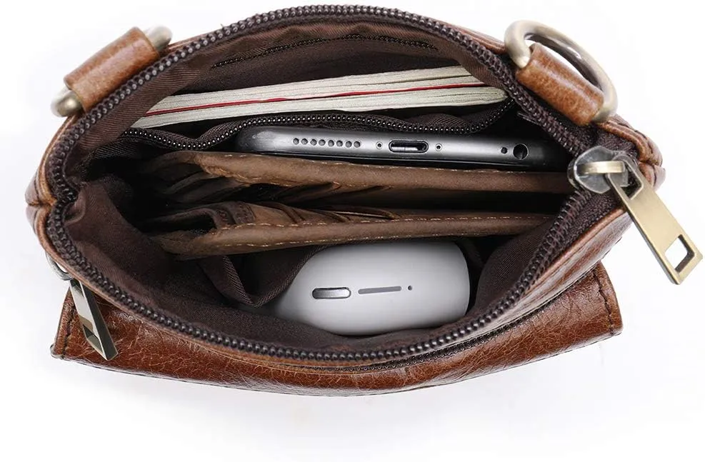 Leather Work Business Casual Messenger Pouch Crossbody Retro Shoulder Bag Mens