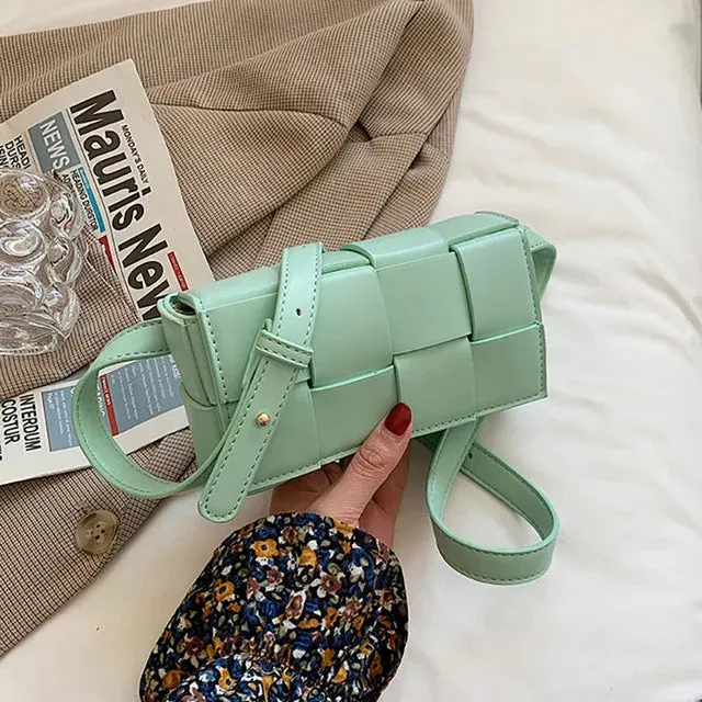 Leather Woven Small Waist Bags For Women Luxury Brand Shoulder Bag New Trend Women Hand Bag Female Messenger bag Dropshipping
