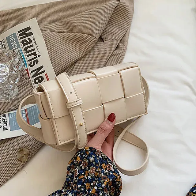 Leather Woven Small Waist Bags For Women Luxury Brand Shoulder Bag New Trend Women Hand Bag Female Messenger bag Dropshipping