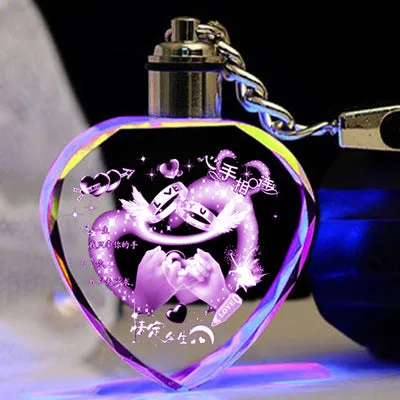 LED Flashing K9 Crystal Keychain – Custom Engraved Photo Souvenir Gift