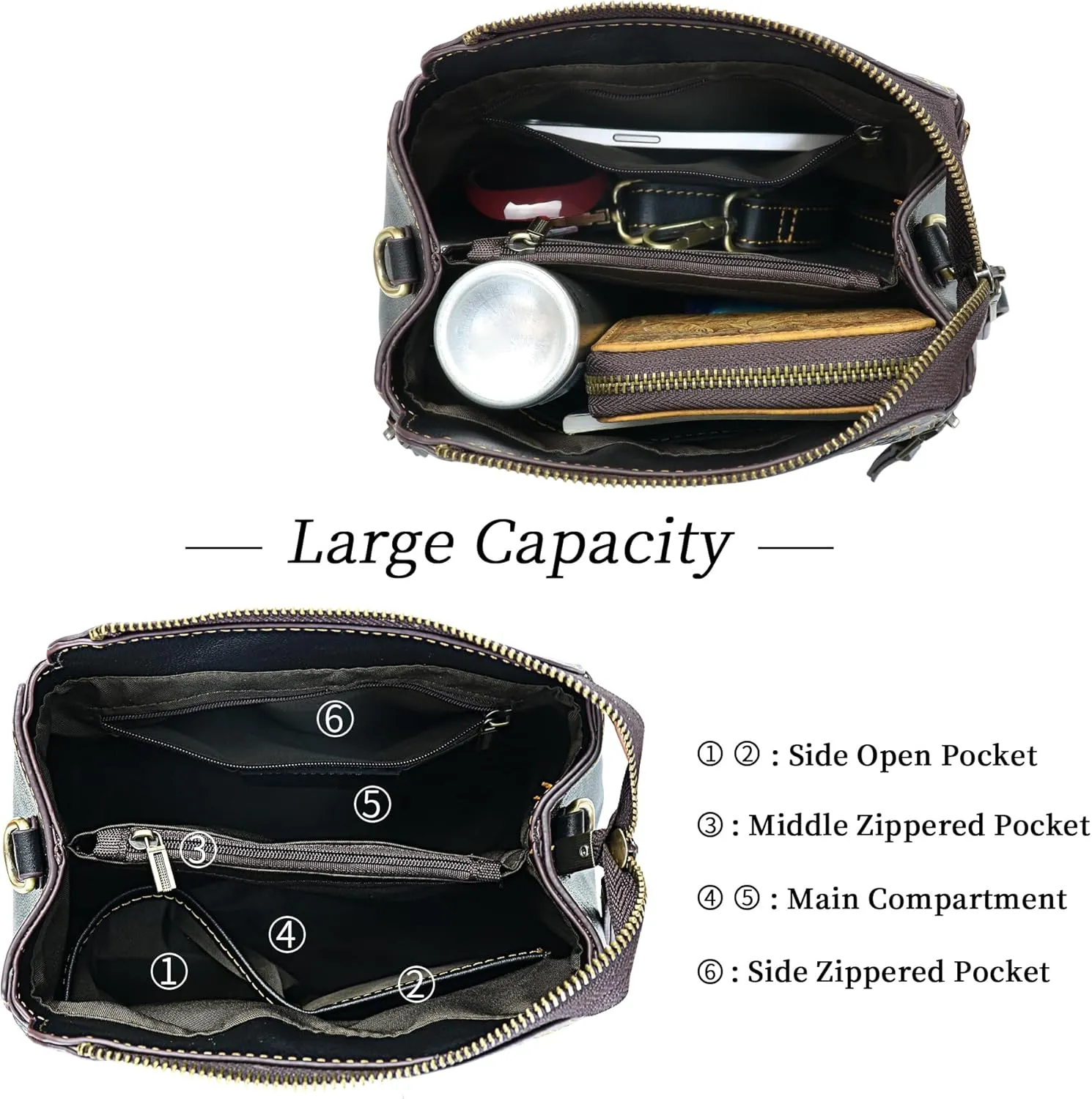 LETEULO Crossbody Bag for Women Top Handle Tote Purses Vintage Satchels Handbag