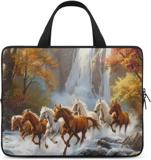 Life Mountain Stream Running Horse Wild Laptop Tote Bag Portable Notebook Carrying Case Computer Protective Briefcase