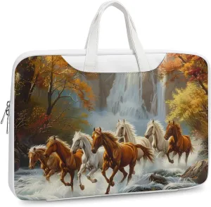Life Mountain Stream Running Horse Wild Laptop Tote Bag Waterproof Computer Carrying Case Business Office Briefcase