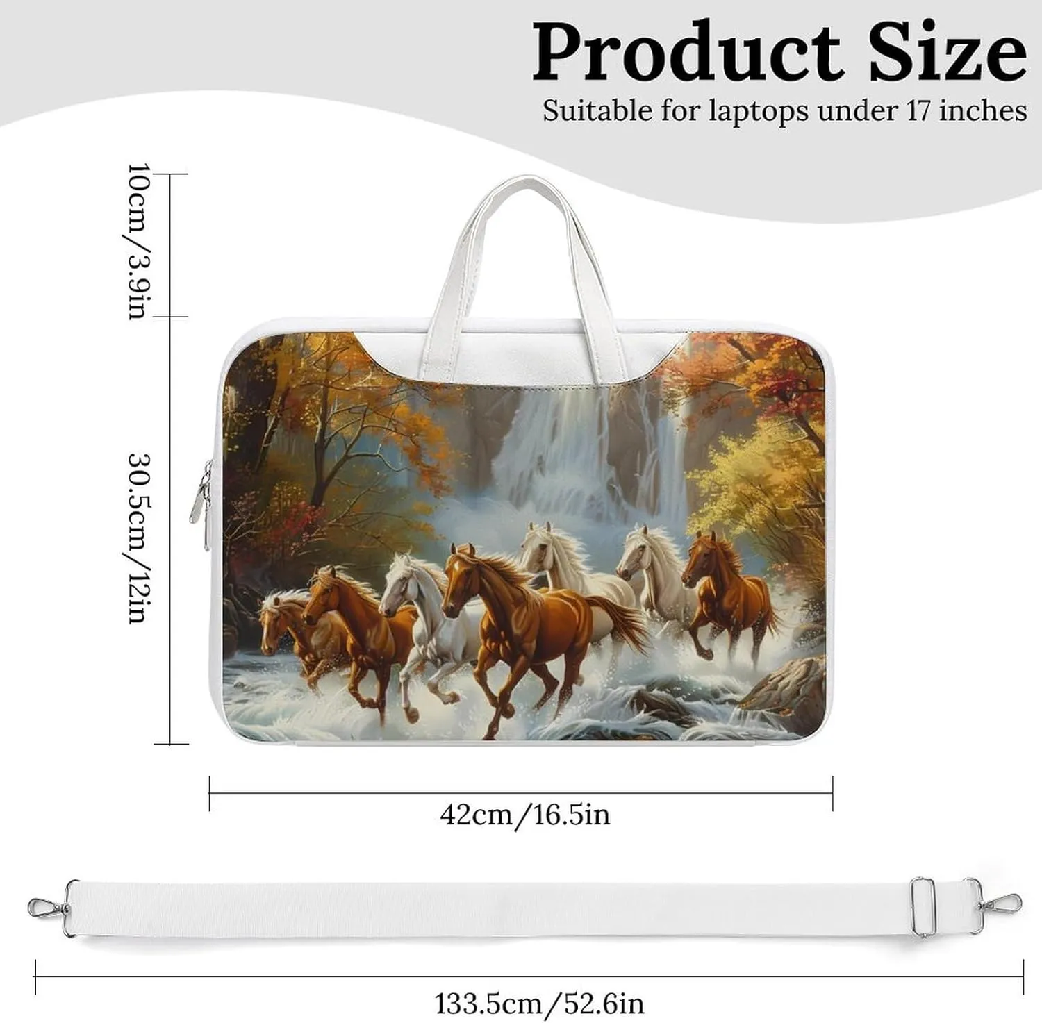 Life Mountain Stream Running Horse Wild Laptop Tote Bag Waterproof Computer Carrying Case Business Office Briefcase