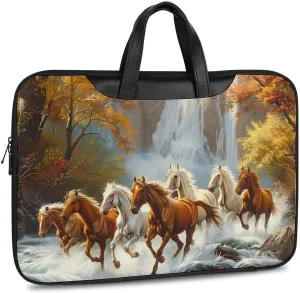 Life Mountain Stream Running Horse Wild Laptop Tote Bag Waterproof Computer Carrying Case Business Office Briefcase