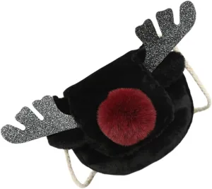 LIFKOME 1Pc Cute Plush Christmas Reindeer Bag for Stylish Furry Shoulder Bag Adorable Elk Shape Messenger Bag Holiday Present