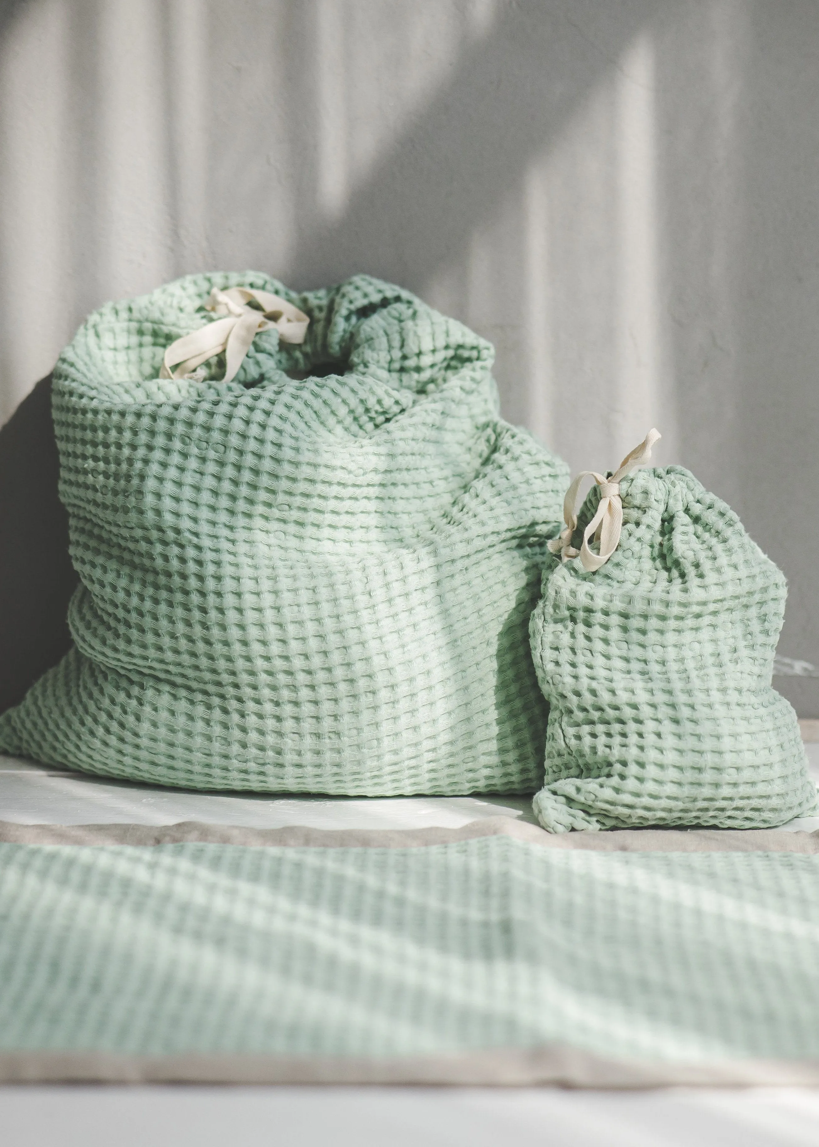 Linen Waffle Laundry Bags | Set of 2
