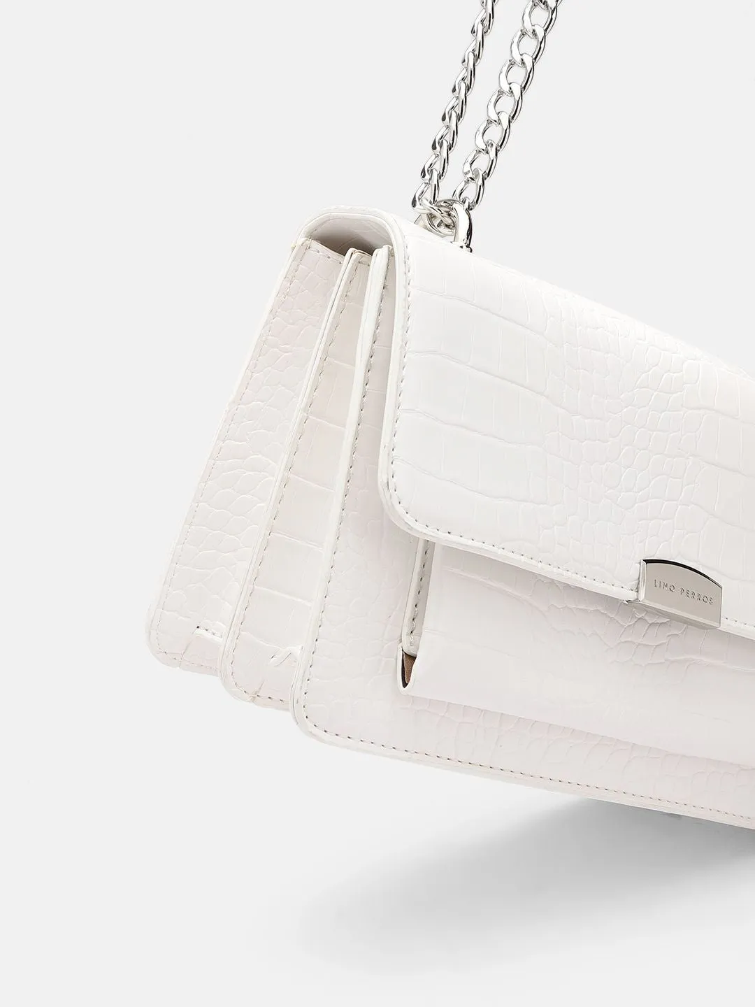 Lino Perros Croc Textured Structured Shoulder Bag