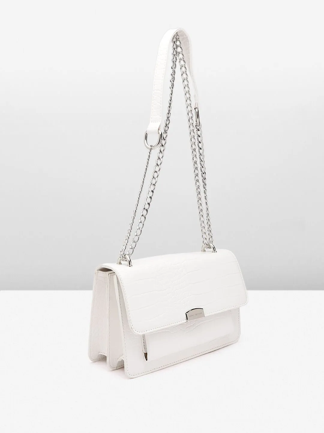 Lino Perros Croc Textured Structured Shoulder Bag