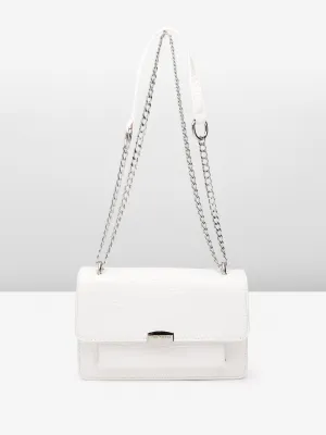 Lino Perros Croc Textured Structured Shoulder Bag