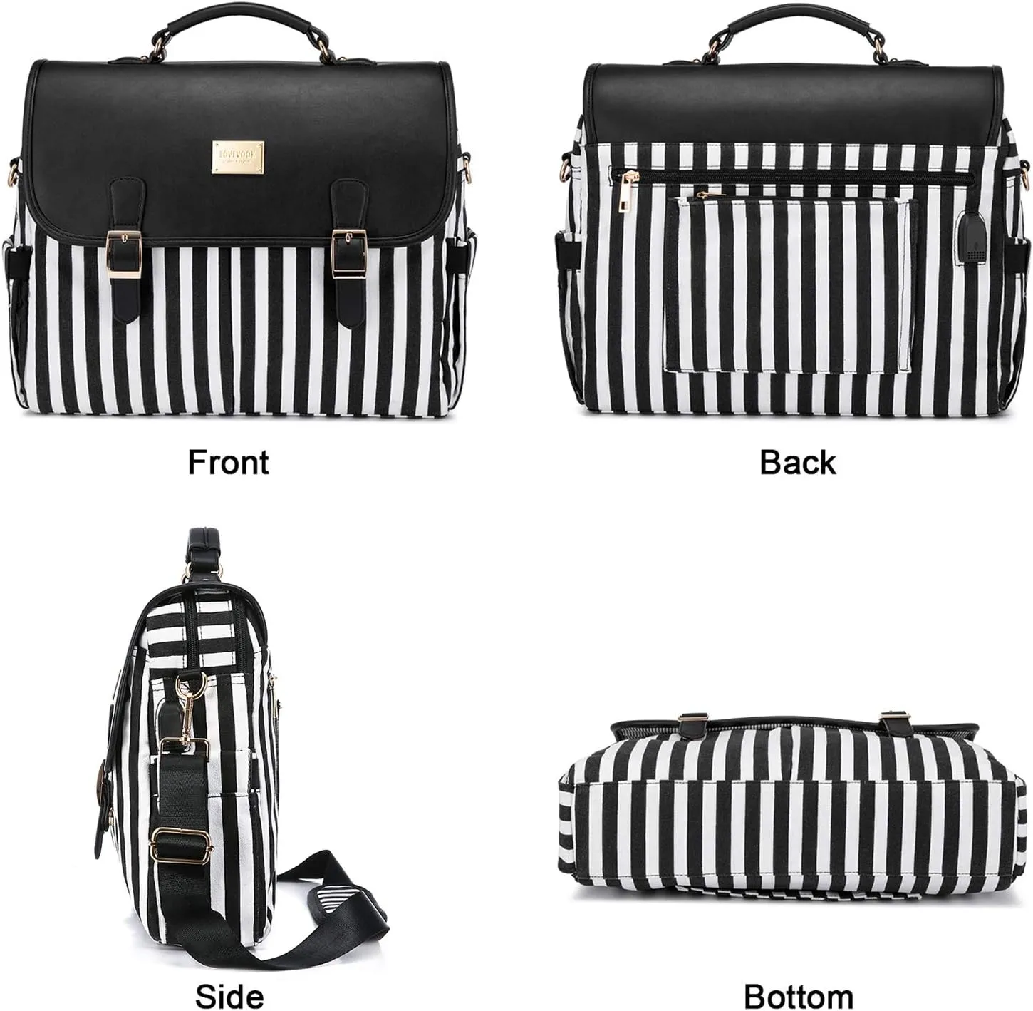 LOVEVOOK Laptop Bag for Women Large Computer Bags Cute Messenger Bag Briefcase Business Work Bags Purse, 15.6inch, Black Pro