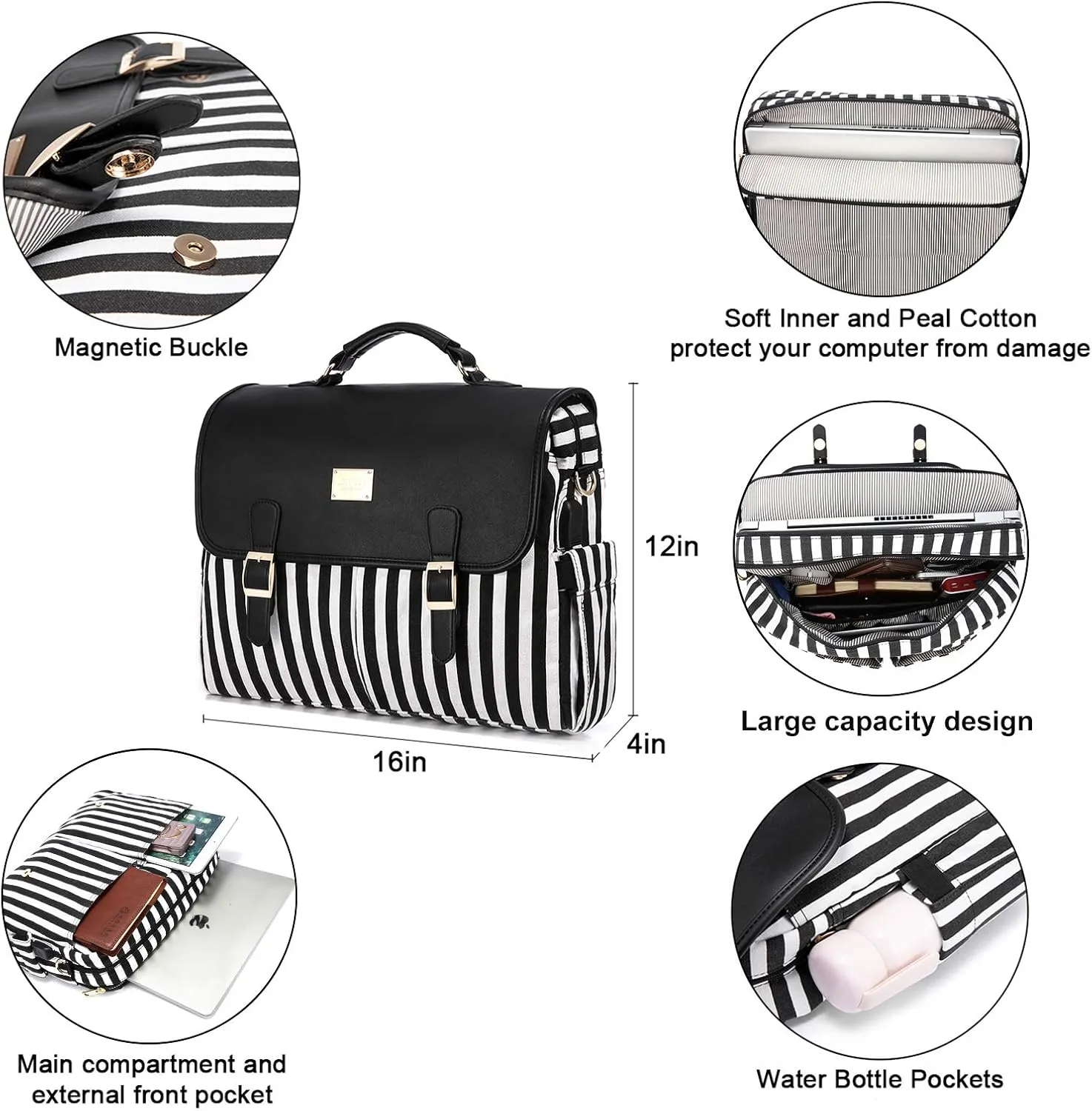 LOVEVOOK Laptop Bag for Women Large Computer Bags Cute Messenger Bag Briefcase Business Work Bags Purse, 15.6inch, Black Pro