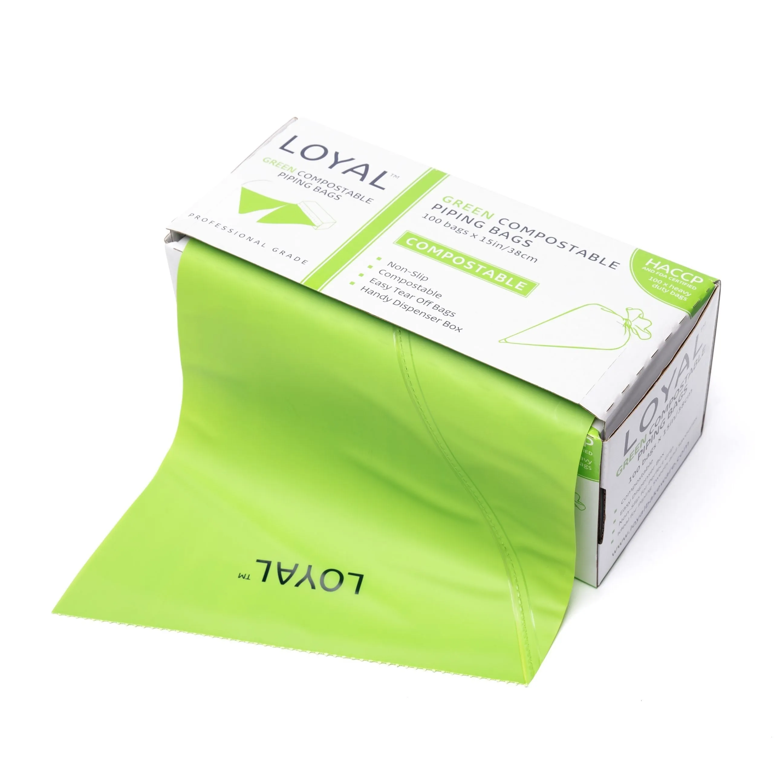 Loyal Bulk Pack 18in/46cm Green Compostable Piping bag