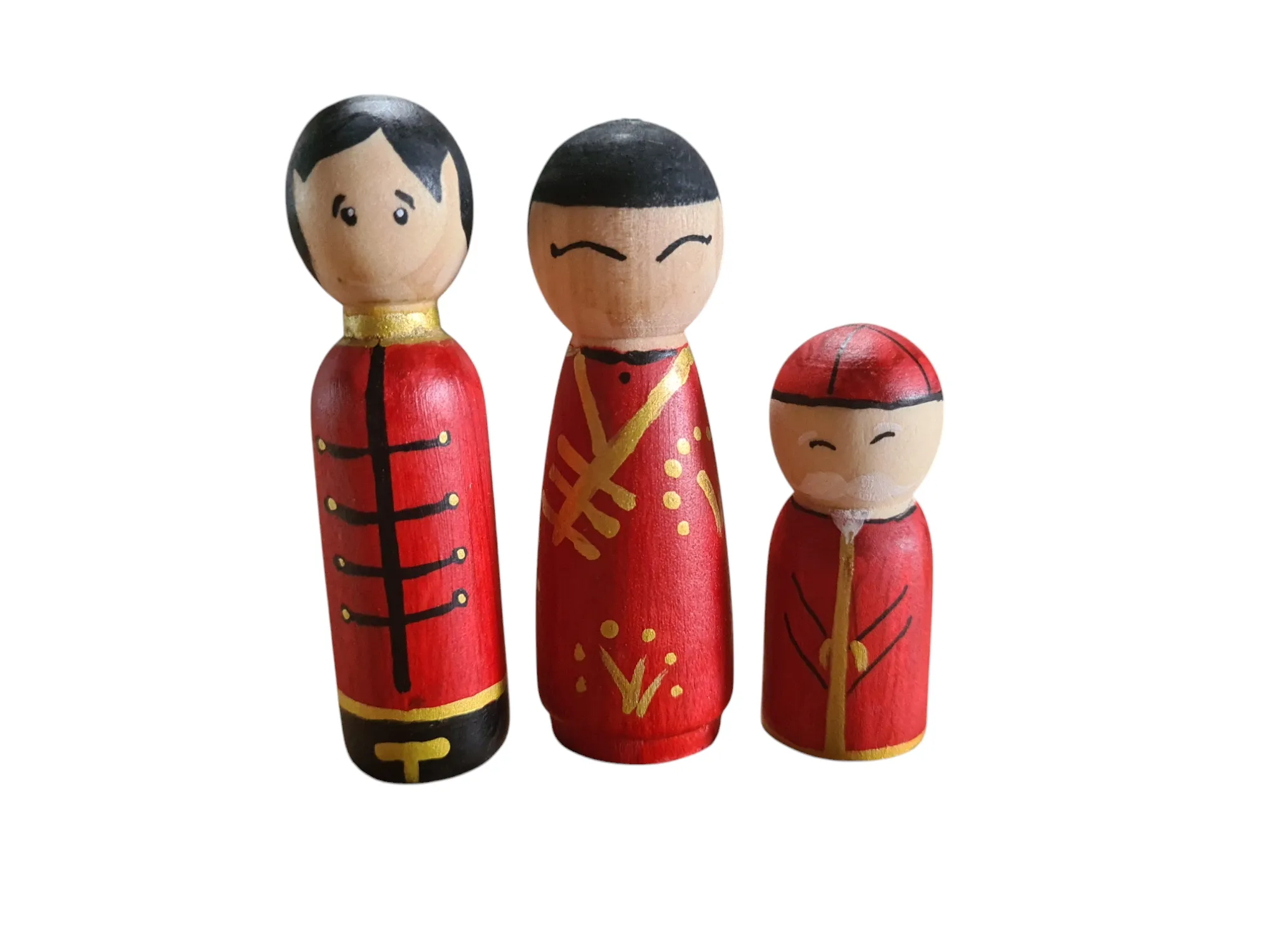 Lunar New Year Hand-Painted Peg Dolls & Touch-and-Feel Book Set