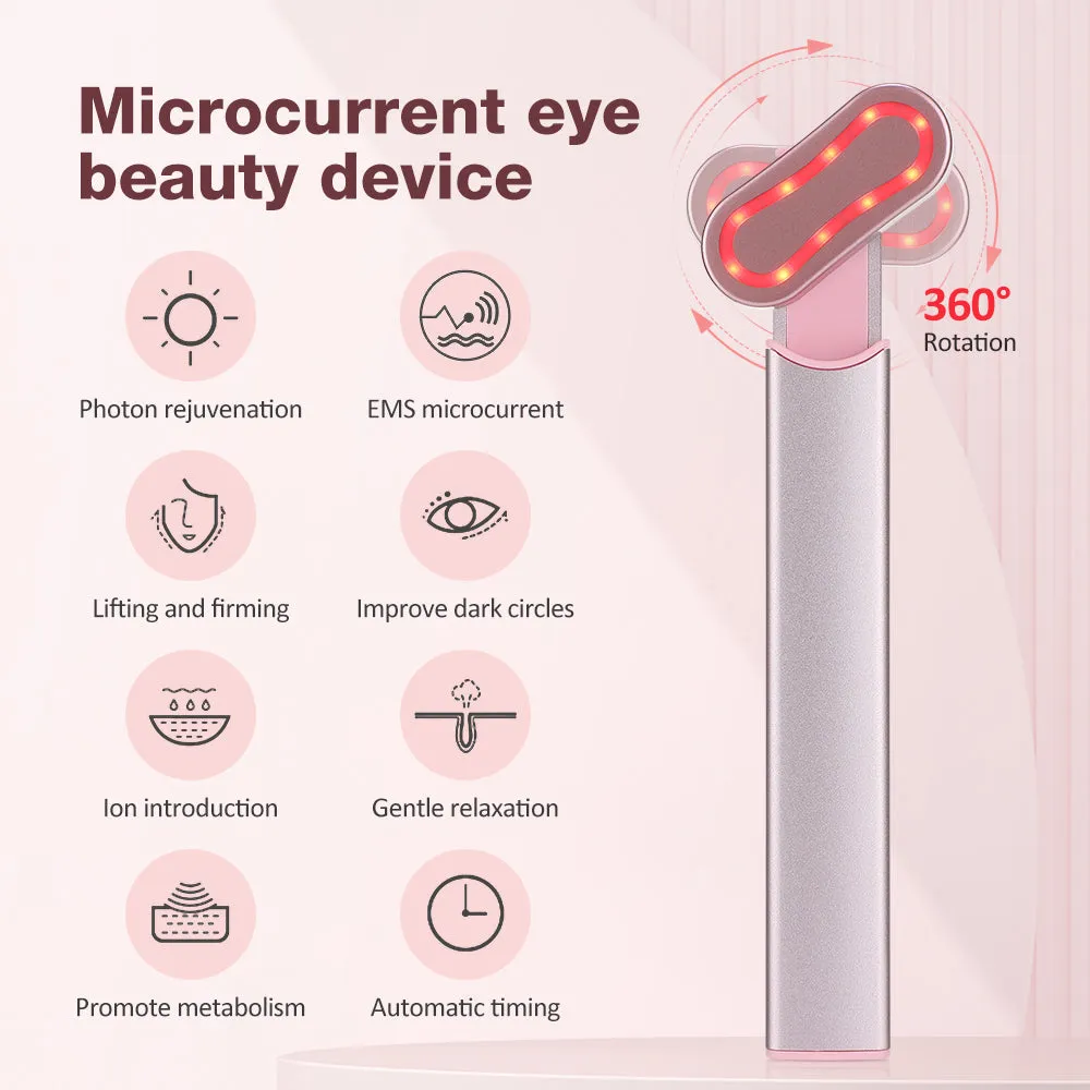 Luxury Eye Massager Device with Vibration & Heating, Rotatable Beauty Wand for Dark Circles and Eye Bags Removal, Eye Lifting & Skin Care Tool, Promotes Cell Rejuvenation, Firms and Lifts Eye Area, Compact and Portable