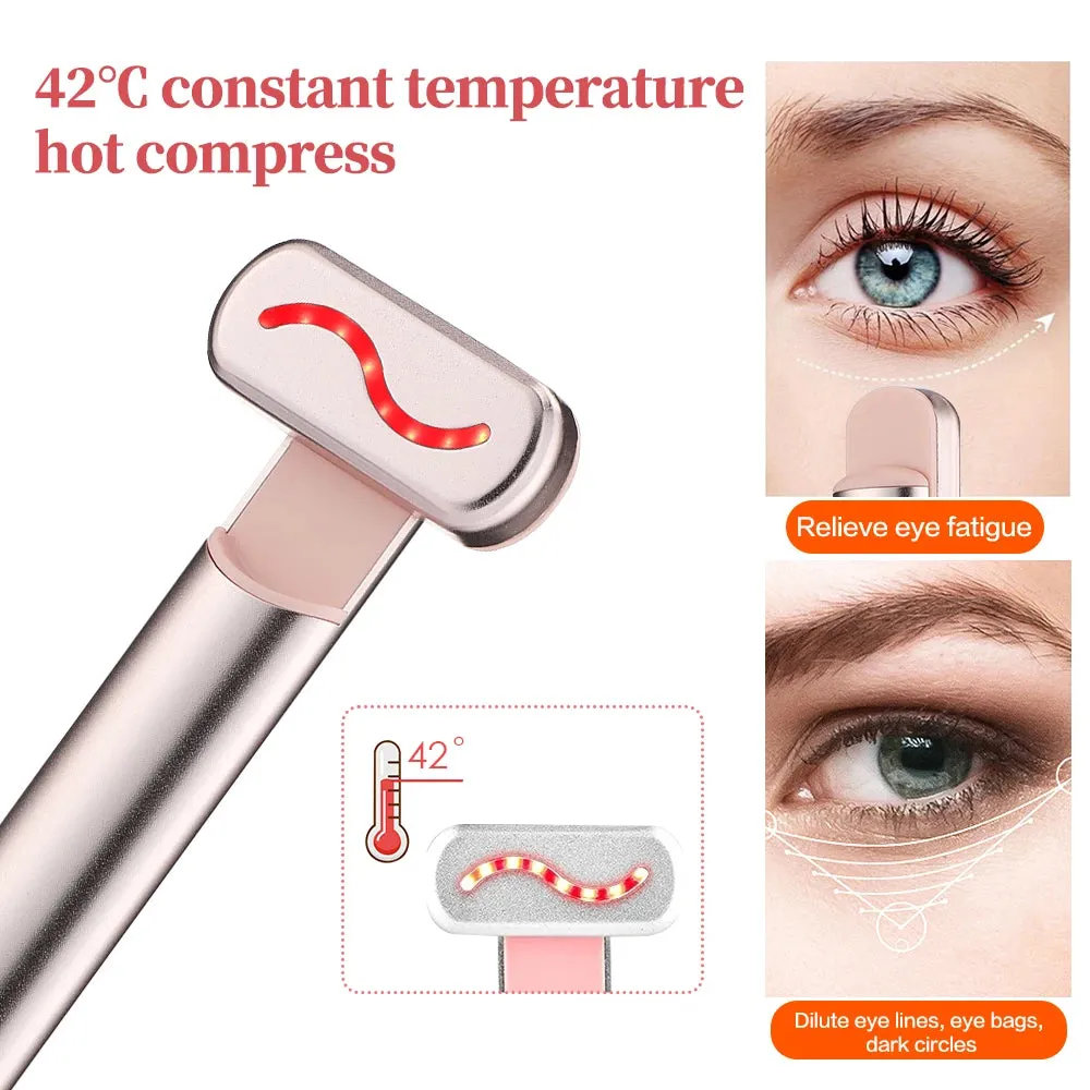 Luxury Eye Massager Device with Vibration & Heating, Rotatable Beauty Wand for Dark Circles and Eye Bags Removal, Eye Lifting & Skin Care Tool, Promotes Cell Rejuvenation, Firms and Lifts Eye Area, Compact and Portable