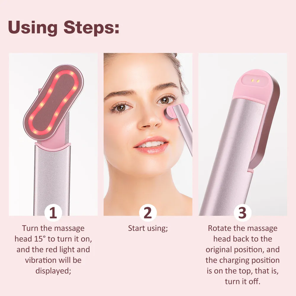 Luxury Eye Massager Device with Vibration & Heating, Rotatable Beauty Wand for Dark Circles and Eye Bags Removal, Eye Lifting & Skin Care Tool, Promotes Cell Rejuvenation, Firms and Lifts Eye Area, Compact and Portable