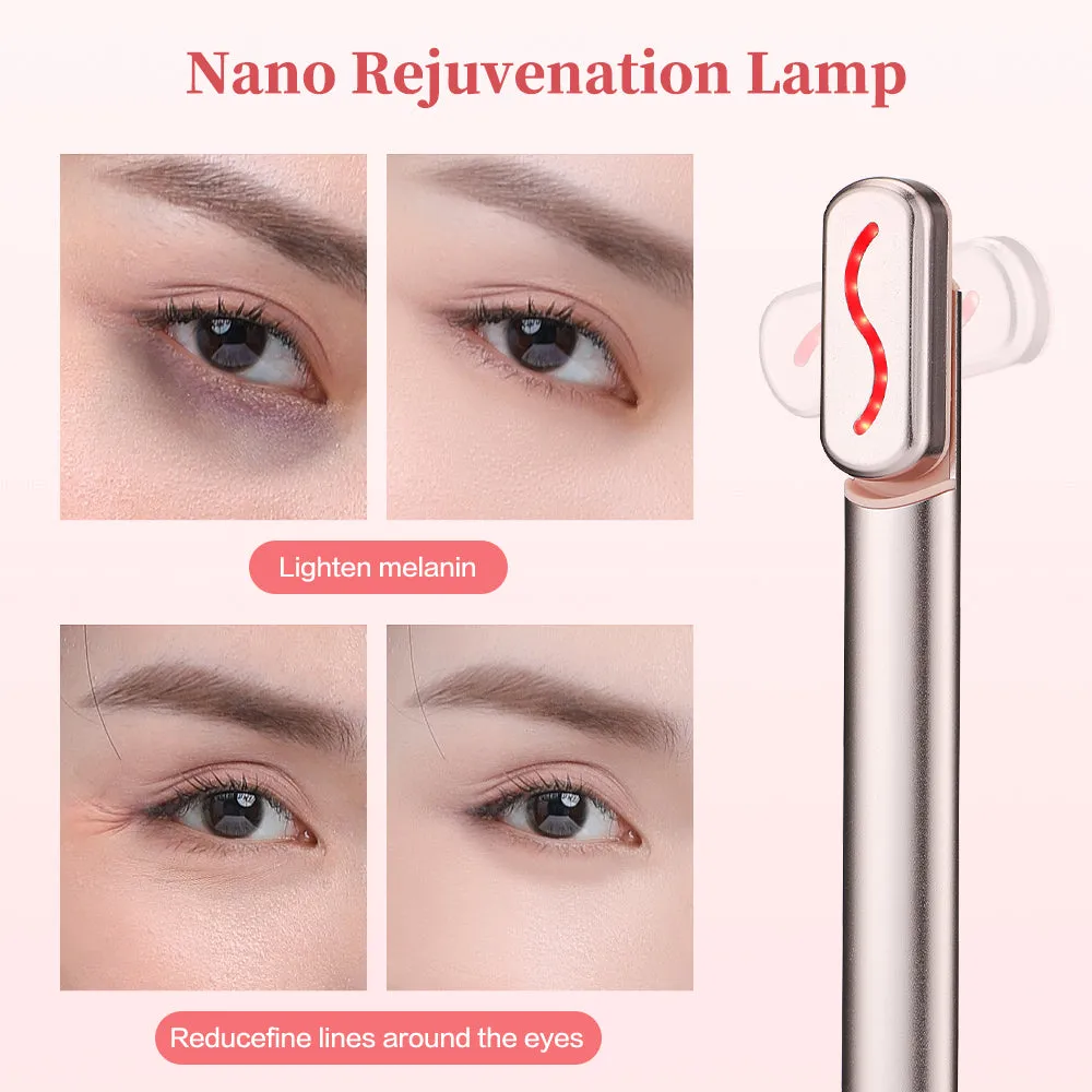 Luxury Eye Massager Device with Vibration & Heating, Rotatable Beauty Wand for Dark Circles and Eye Bags Removal, Eye Lifting & Skin Care Tool, Promotes Cell Rejuvenation, Firms and Lifts Eye Area, Compact and Portable